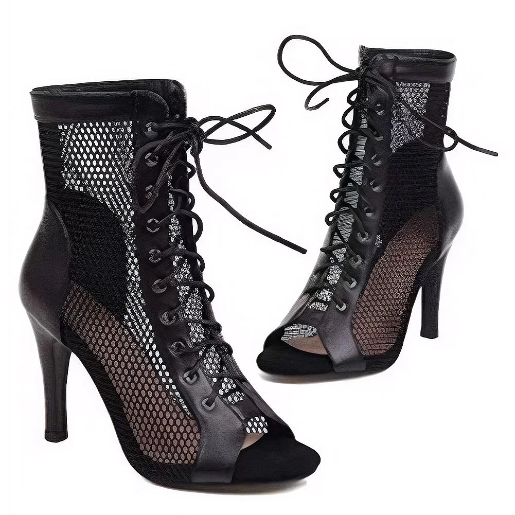 Women's High Heel Mesh Sandals For Dance And Summer Wear
