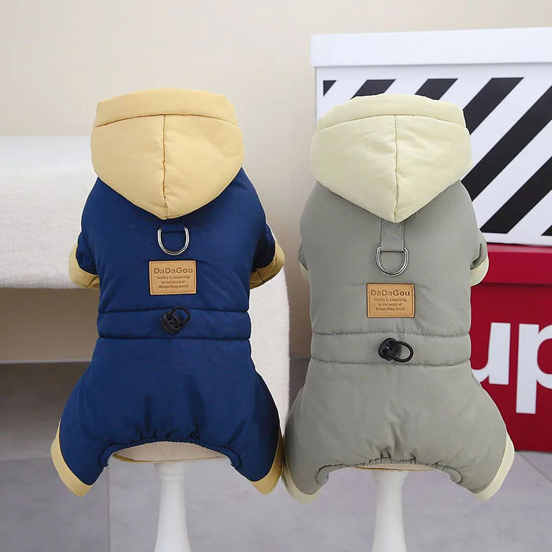 Winter Dog Clothing Hoodie All-in-One Machine Harness Warm
