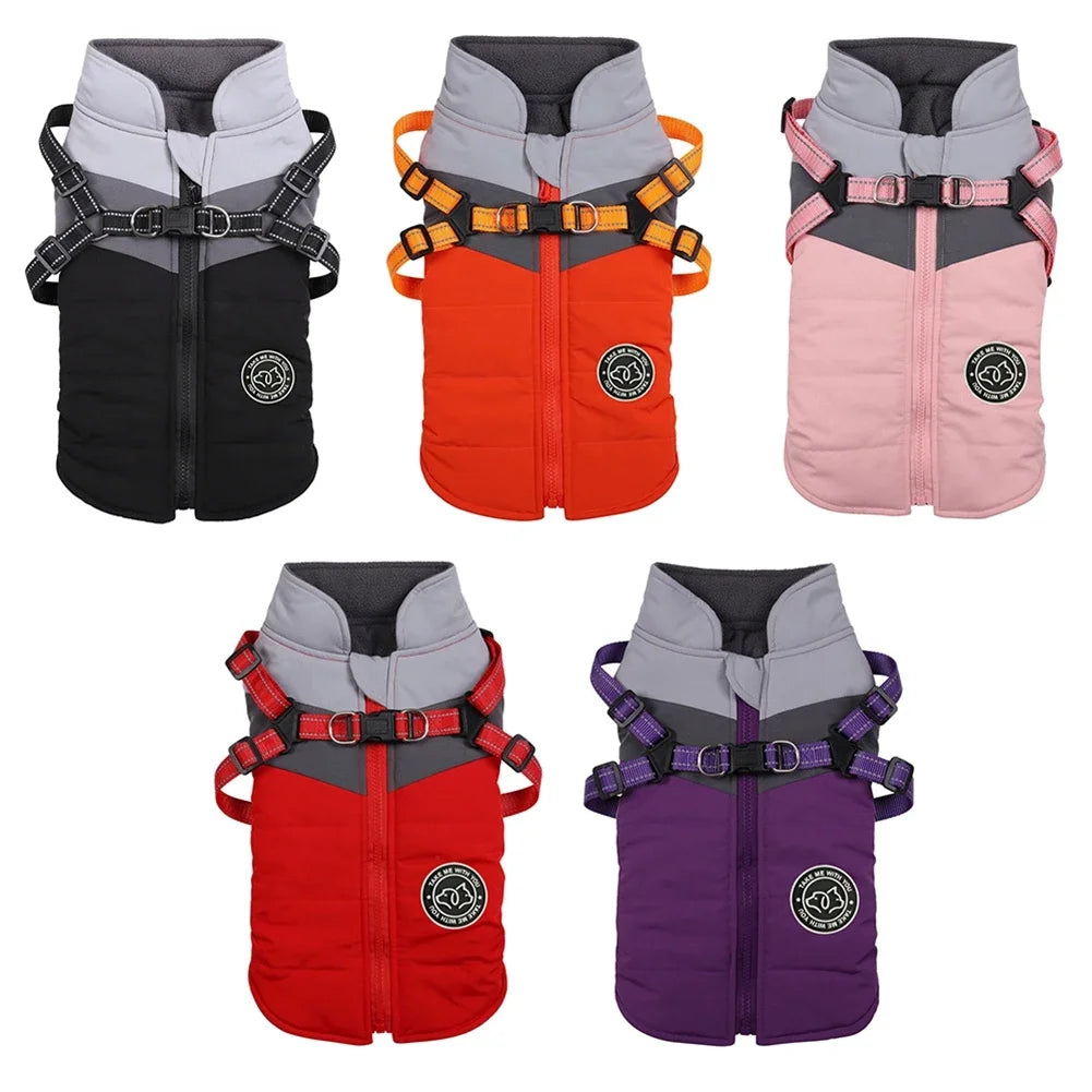 Winter Dog Harness Vest Clothes Waterproof Warm Jacket for Small Dogs Shih Tzu Chihuahua Pug