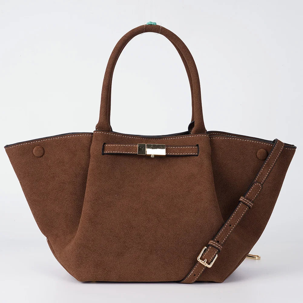 New Suede Buckle Design Women's Tote Bag