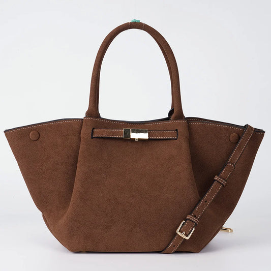 New Suede Buckle Design Women's Tote Bag