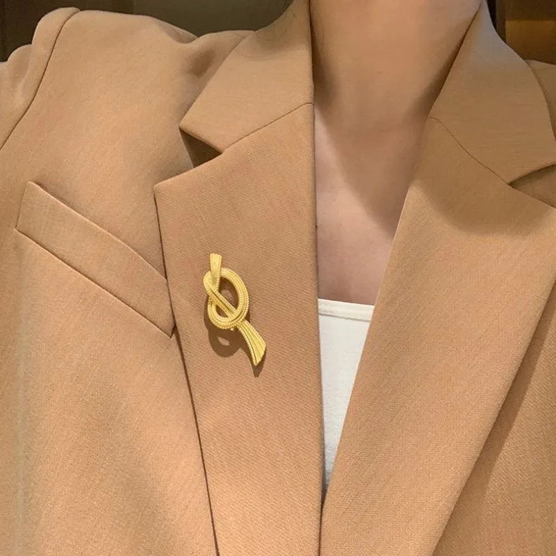Gold Bow Brooch Pin