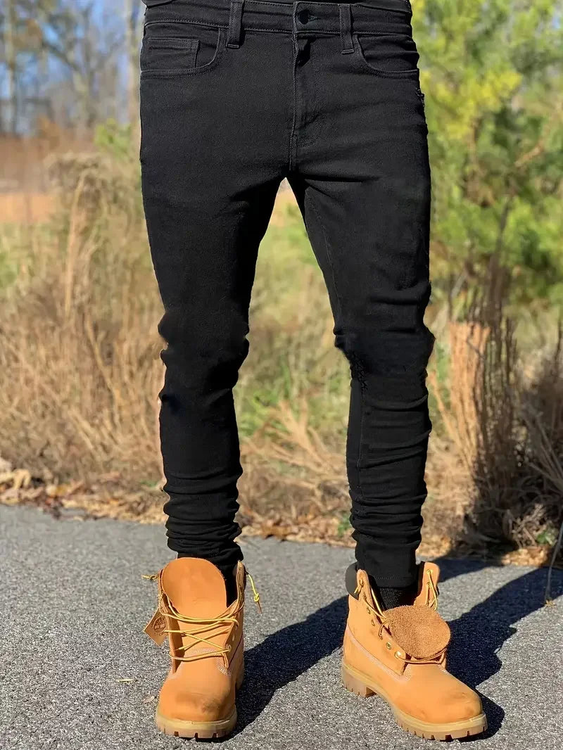 BookerBoutique25 Casual Slim Fit Washed Jeans For Men