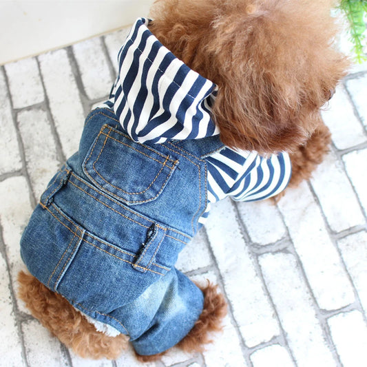 BookerBoutique25 Pet Denim Jumpsuit For Dogs Hoodies Jacket