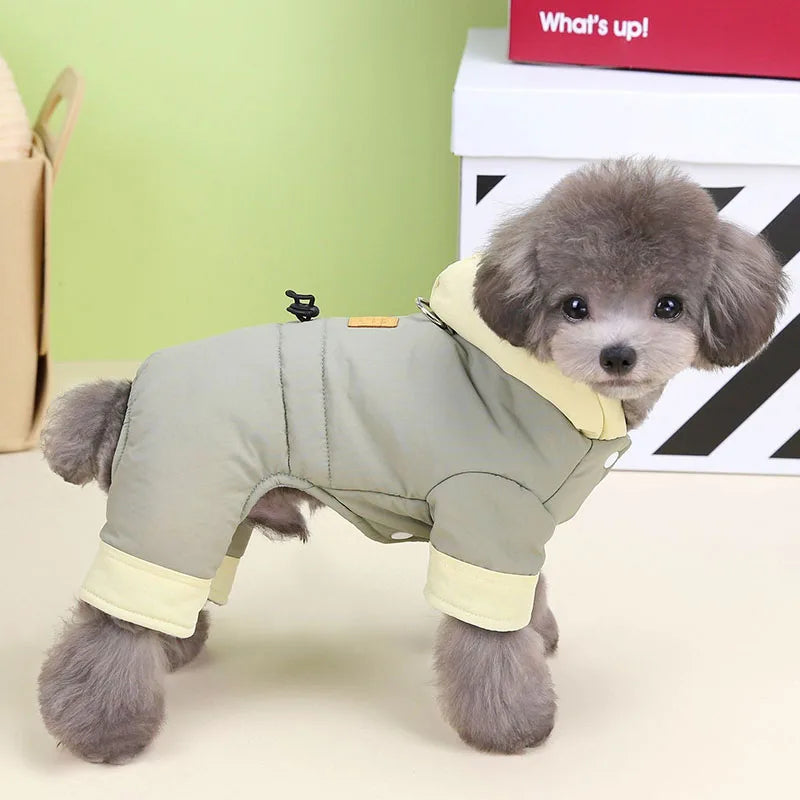 Winter Dog Clothing Hoodie All-in-One Machine Harness Warm