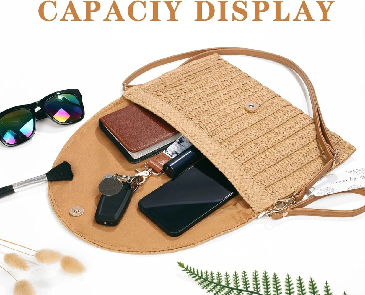 Straw Clutch Handbag – Woven Envelope Bag for Women