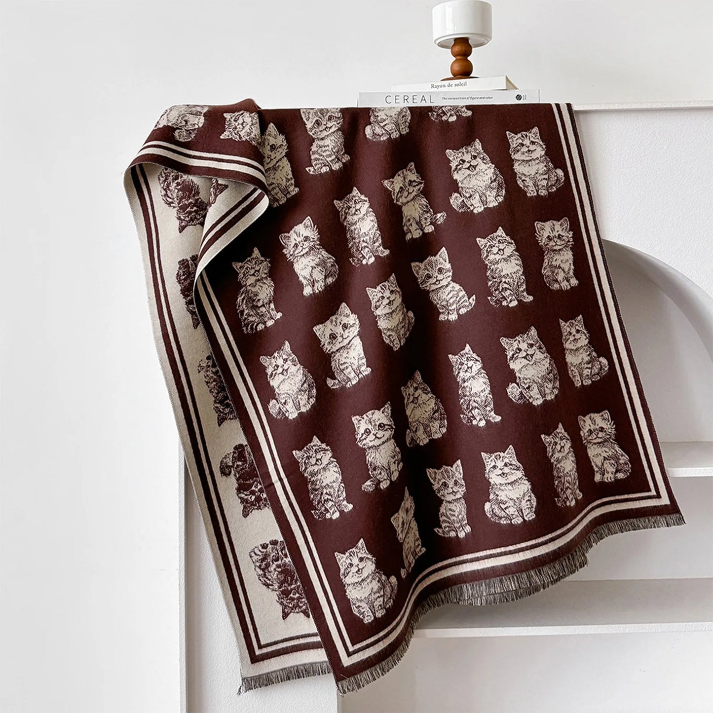 Women's Fall Winter Scarf with Vintage Butterfly Design