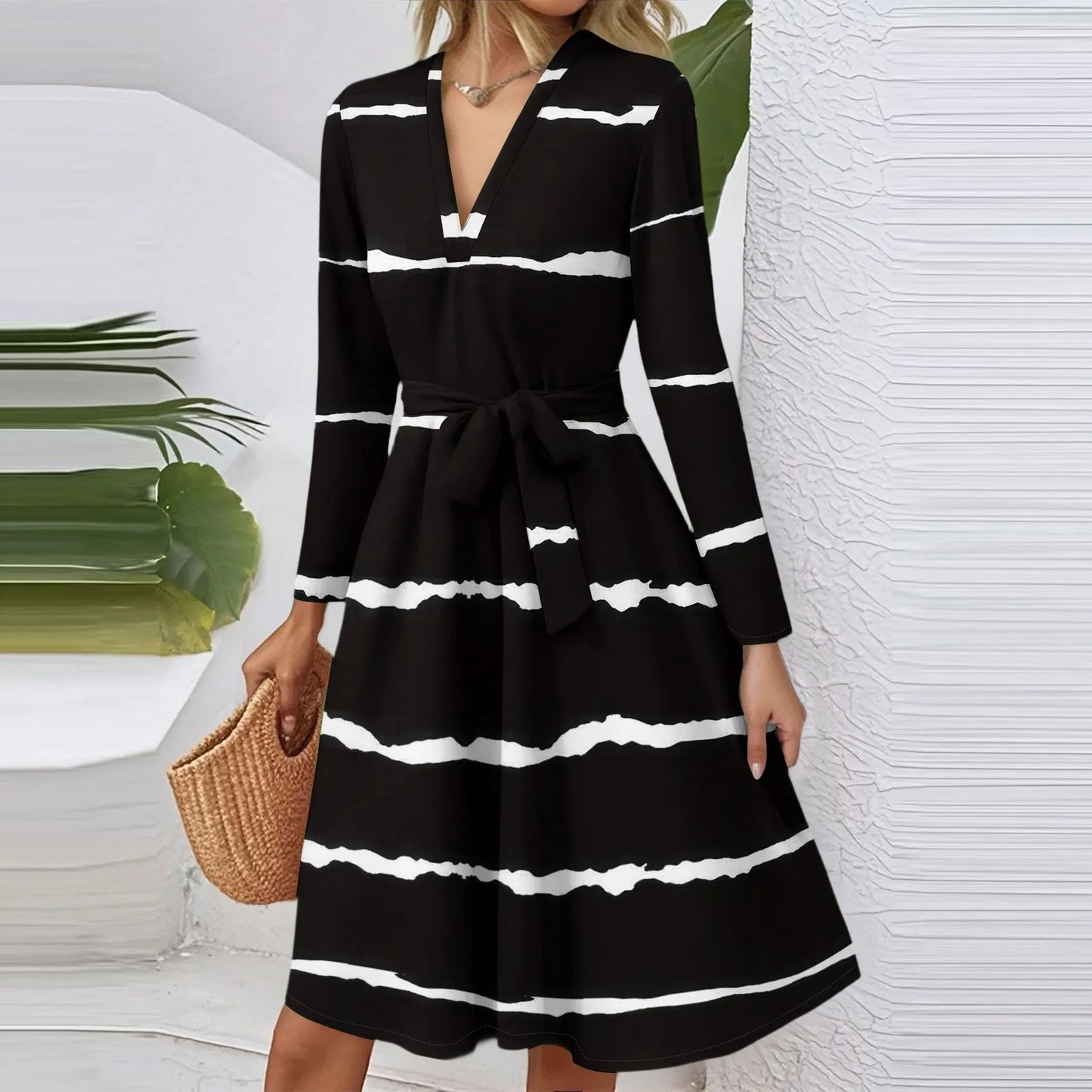 BookerBoutique25 Floral Print V Neck Casual Dress Women