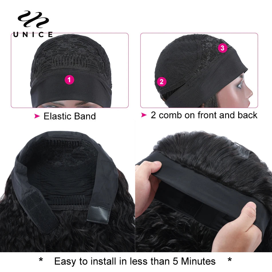 Unice Hair Headband Wig Water Wave Human Hair For Women