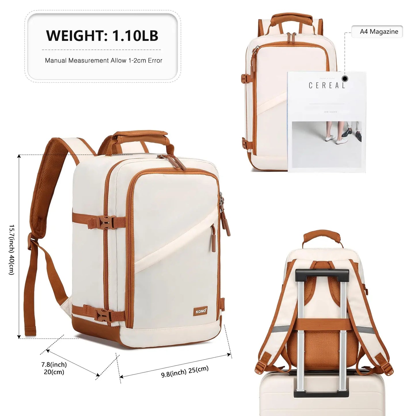 BookerBoutique25 Kono Cabin Bag Underseat Travel Backpack