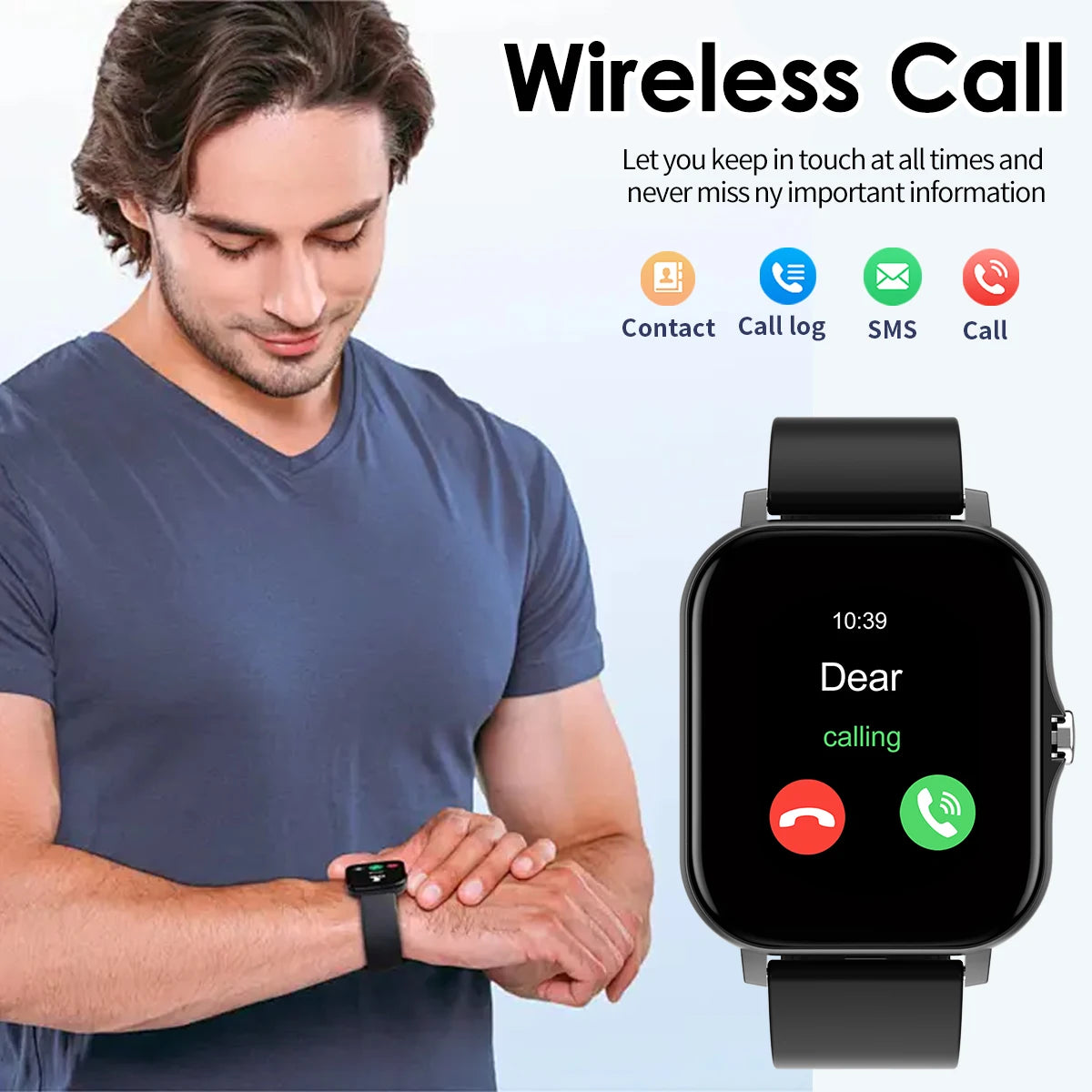 Smart Fitness Watch with Call and Message Alerts
