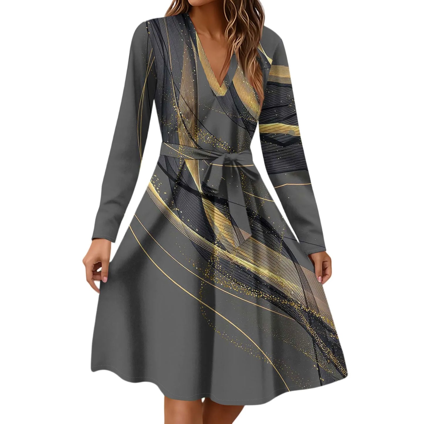 BookerBoutique25 Floral Print V Neck Casual Dress Women