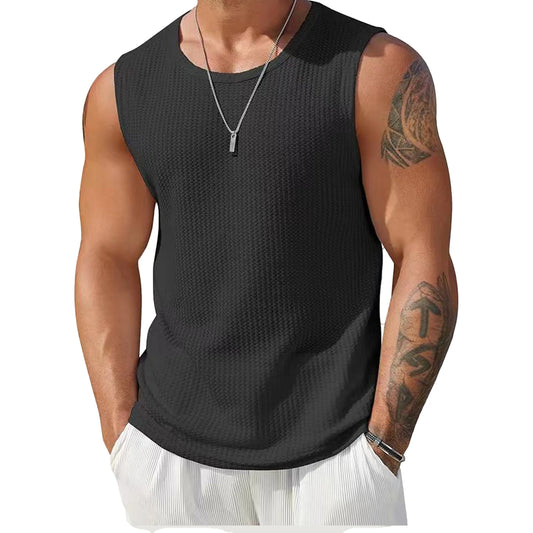Men's Ribbed Knit Tank Top for Casual Workout Style