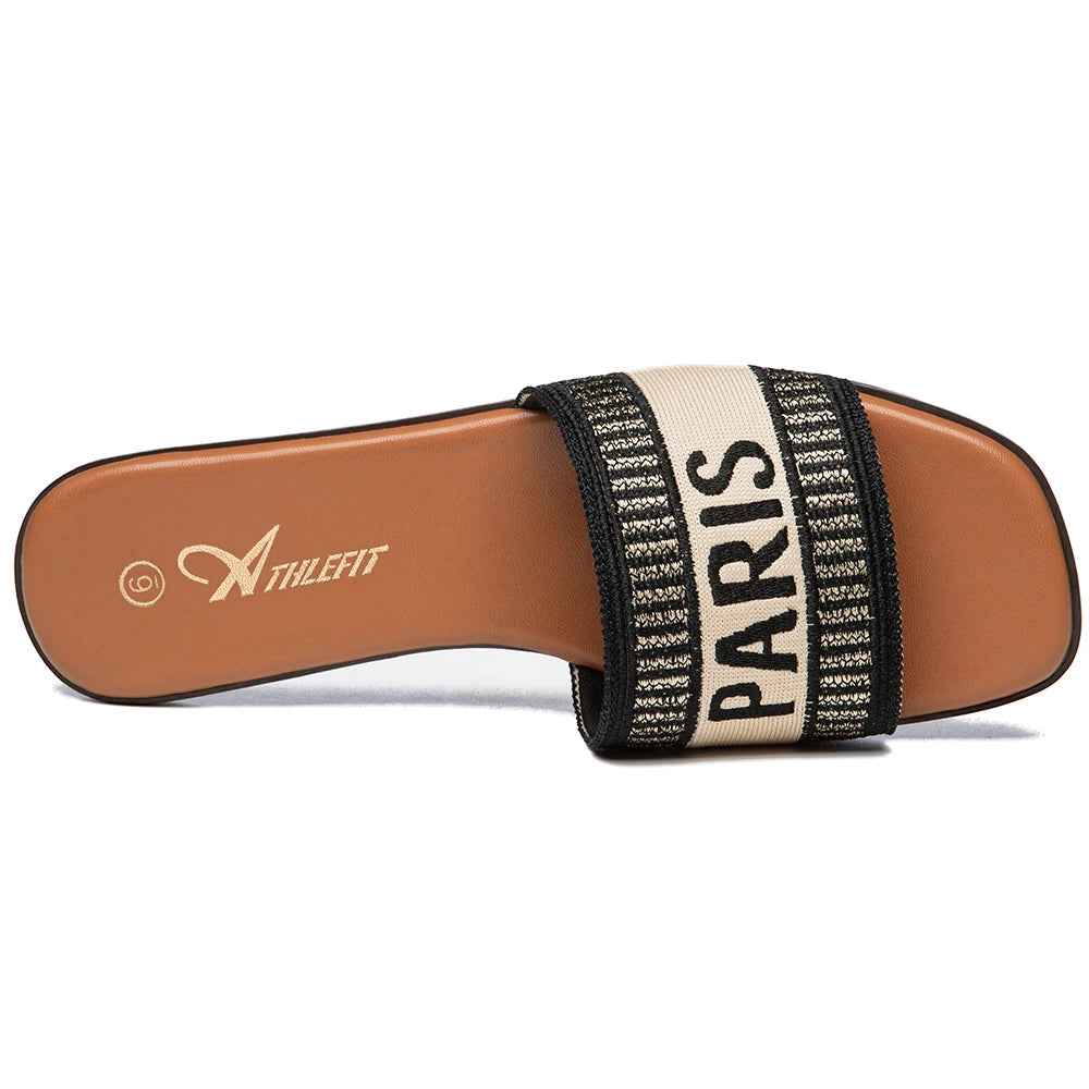 BookerBoutique25 Summer Women Letter Flat Sandals Slip On