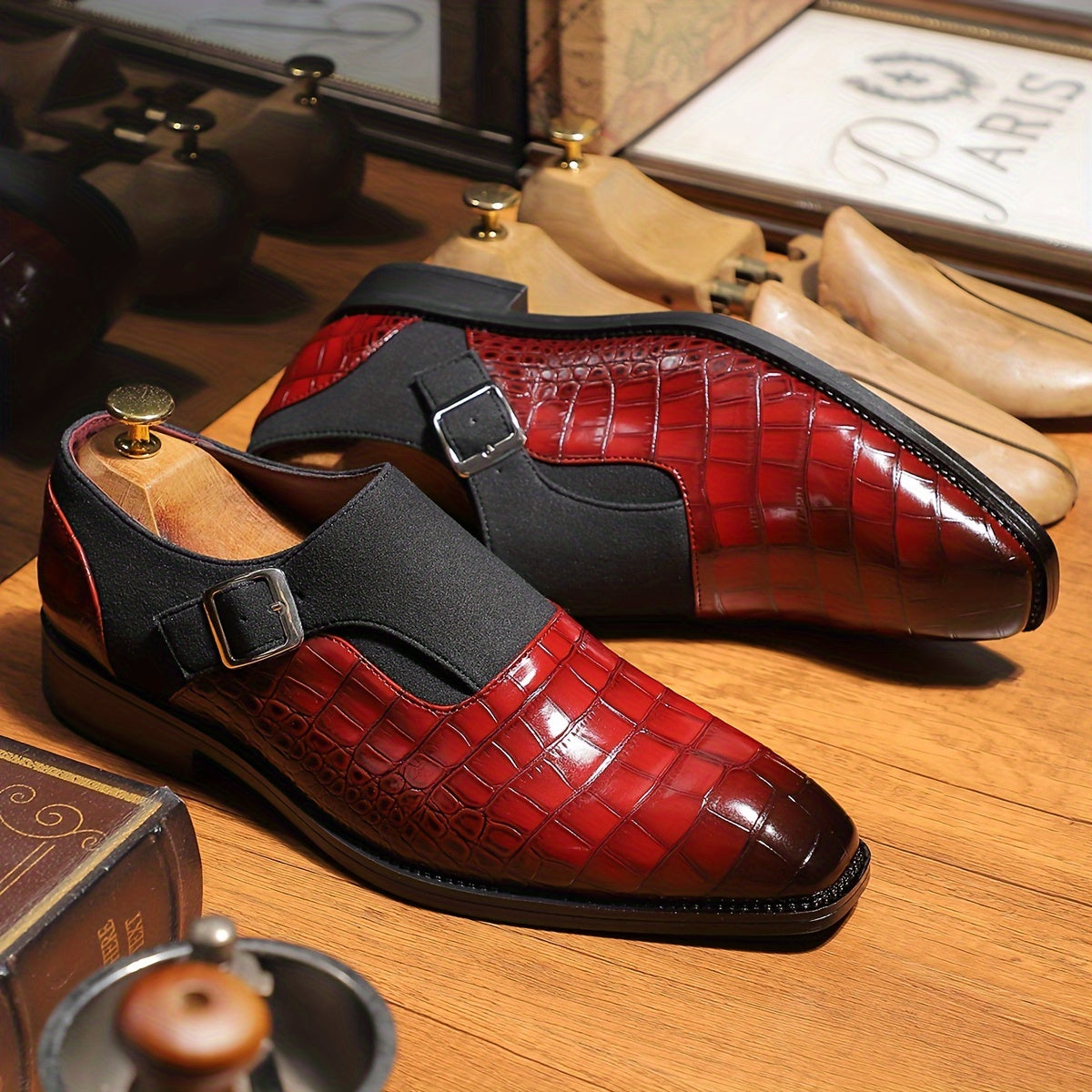 Mens Business Casual Derby Shoes With Breathable PU Upper
