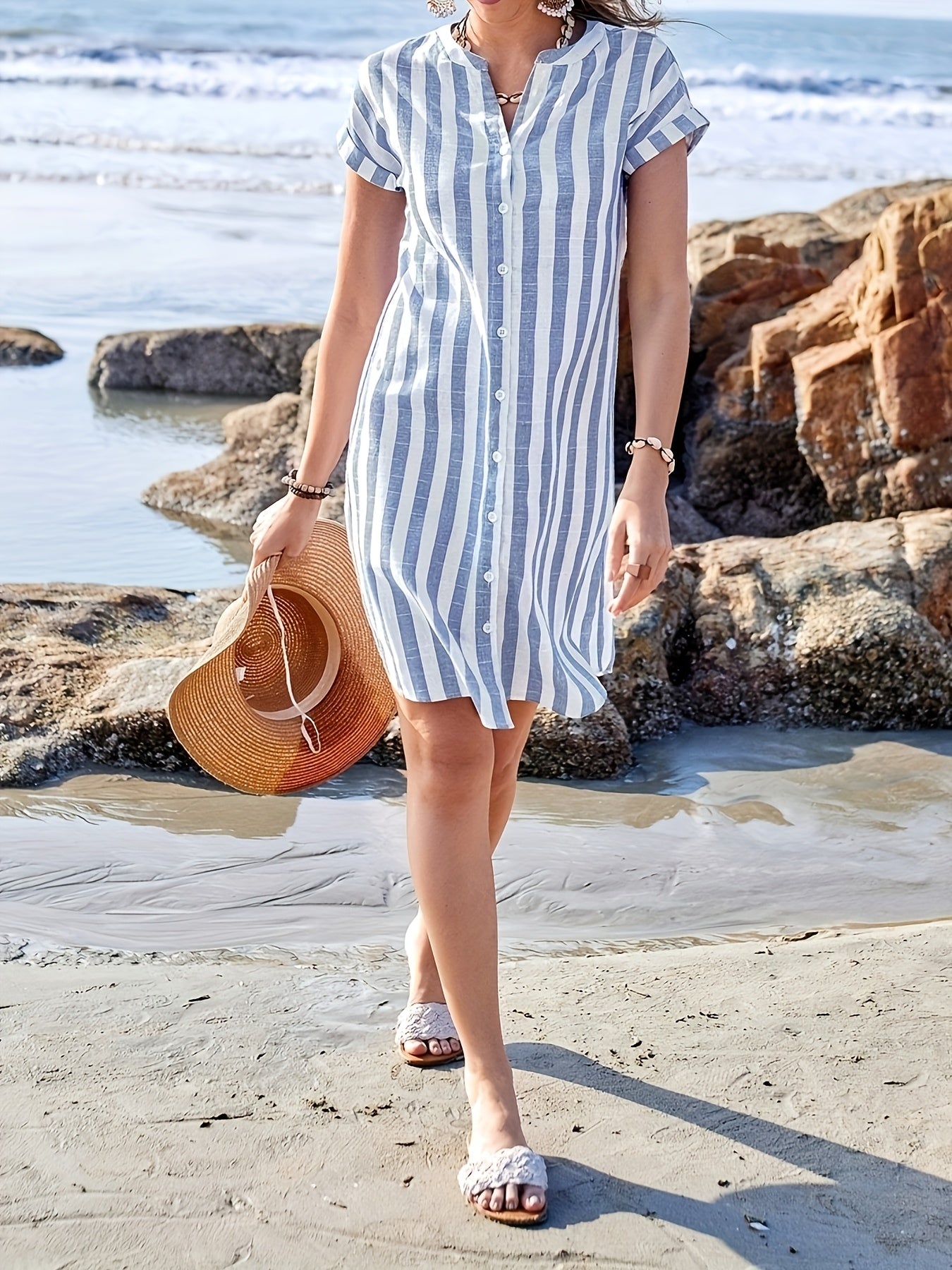 Elegant Striped Tunic Dress